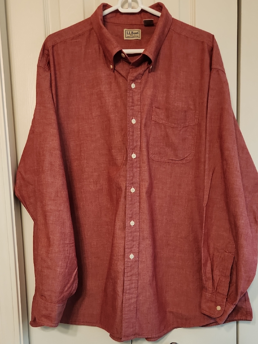 L.L. Bean Men's 100% Cotton Brick Red Long-Sleeve Button-Down Shirt Size XXL